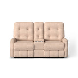 Devon Transitional Fabric Power Reclining Loveseat With Console & Power Headrests | Flexsteel