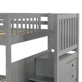 Full over Full Bunk Bed with Twin Size Trundle, Gray (old sku: LT000126AAE ) - sold by Home Elegance USA