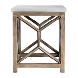 Catali Stone End Table White & Light Brown - White / Light Brown by Uttermost - View 3