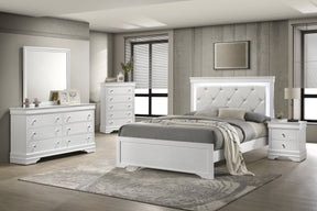 Blaze Upholstered Modern Style 5 Pc Queen Bedroom Set with LED Headboard Made with Wood in White(CA WAREHOUSE) - sold by Home Elegance USA