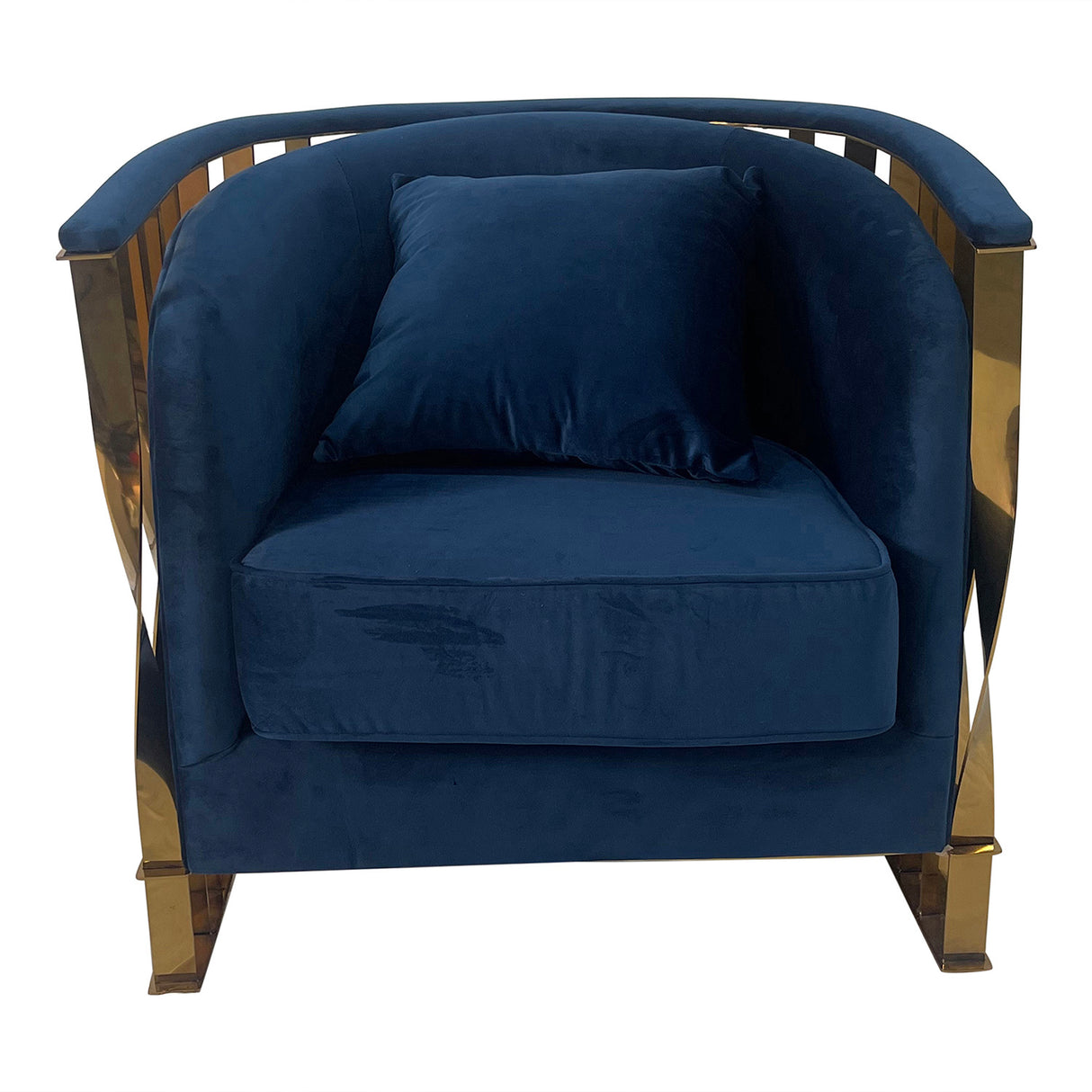 Navy Blue and Gold Sofa Chair - Home Elegance USA