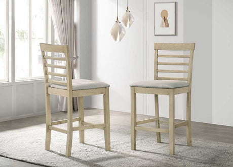 Beautiful Cream Color Counter Height 5Pc Dining Set Pub Height Square Dining Table Cream Upholstered Chair Dining Room Set Wooden - sold by Home Elegance USA