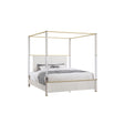 Malco King Oak 5PC Bedroom Set with Gold Accents, Upholstered Headboard, Acrylic Post Design in Oak Finish Rubber Wood