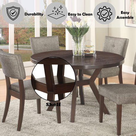 Drake Gray Fabric & Espresso Finish 5PCs Dining Room Set - sold by Home Elegance USA