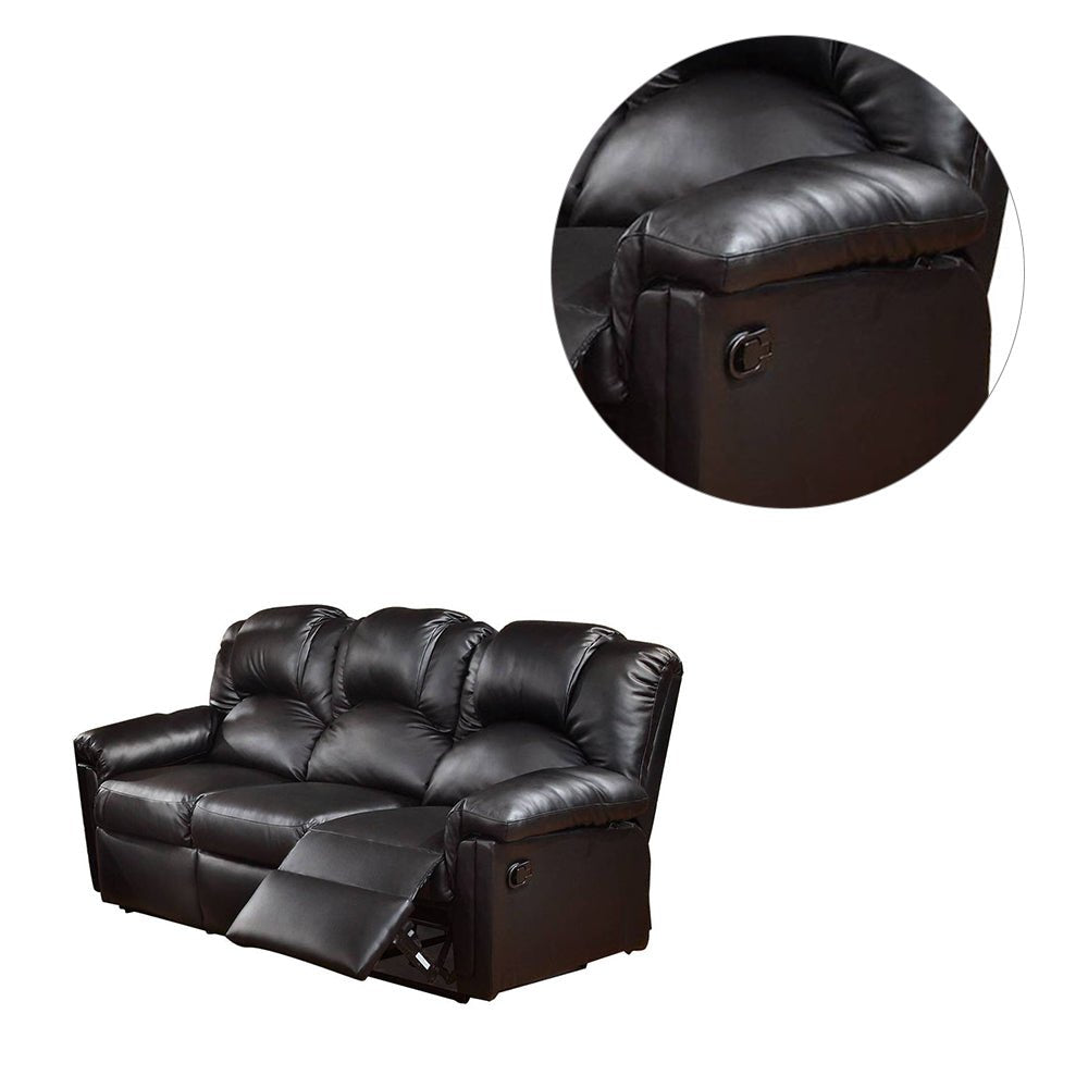 3 Seats Bonded Leather Manual Motion Reclining Sofa in Black - B01682189 - image - 4