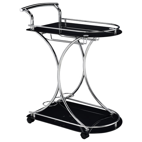 Bar Cart - Elfman 2-shelve Serving Cart Chrome and Black