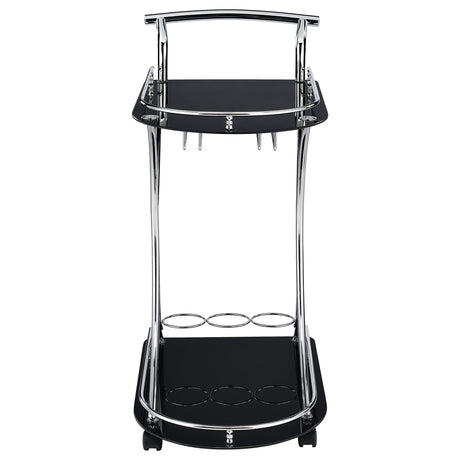 Bar Cart - Elfman 2-shelve Serving Cart Chrome and Black