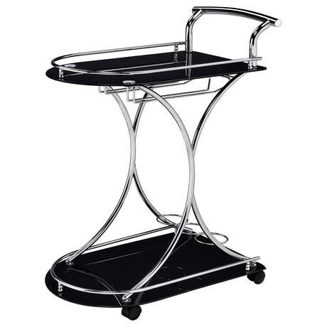 Bar Cart - Elfman 2-shelve Serving Cart Chrome and Black