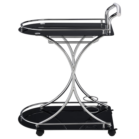 Bar Cart - Elfman 2-shelve Serving Cart Chrome and Black