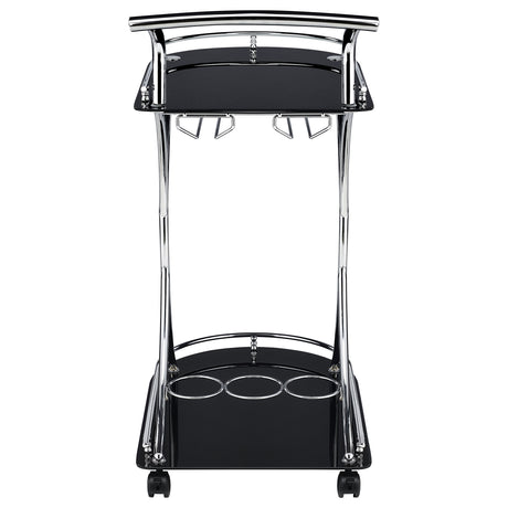 Bar Cart - Elfman 2-shelve Serving Cart Chrome and Black