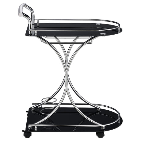 Bar Cart - Elfman 2-shelve Serving Cart Chrome and Black