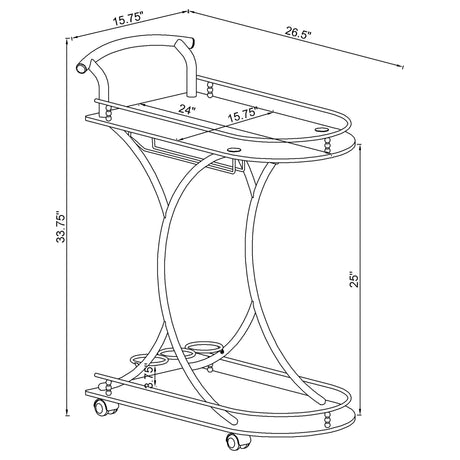 Bar Cart - Elfman 2-shelve Serving Cart Chrome and Black