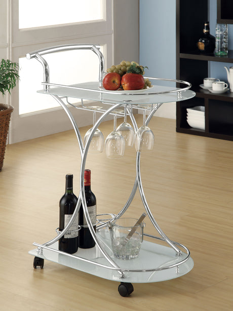 Bar Cart - Elfman 2-shelve Serving Cart Chrome and White