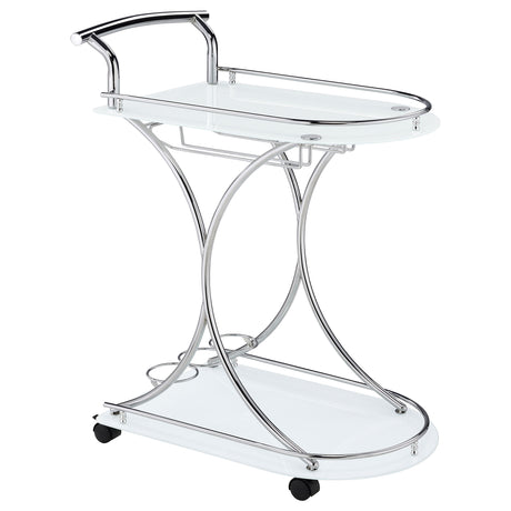 Bar Cart - Elfman 2-shelve Serving Cart Chrome and White