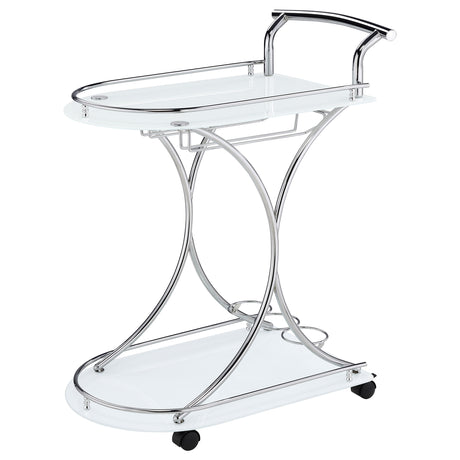 Bar Cart - Elfman 2-shelve Serving Cart Chrome and White