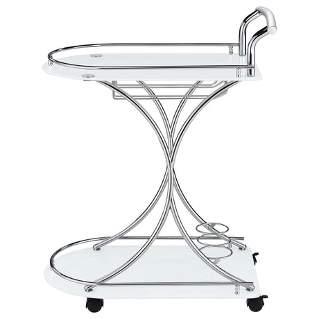 Bar Cart - Elfman 2-shelve Serving Cart Chrome and White