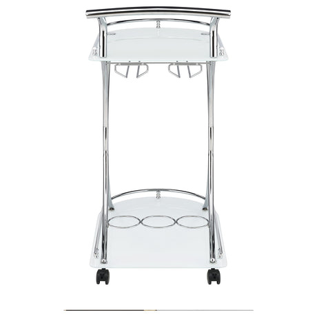 Bar Cart - Elfman 2-shelve Serving Cart Chrome and White