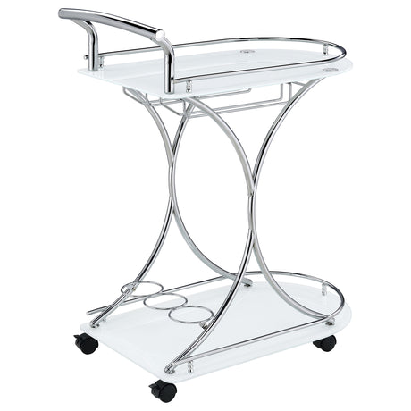 Bar Cart - Elfman 2-shelve Serving Cart Chrome and White