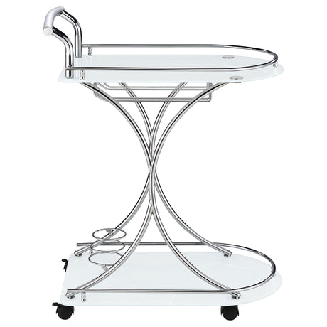 Bar Cart - Elfman 2-shelve Serving Cart Chrome and White