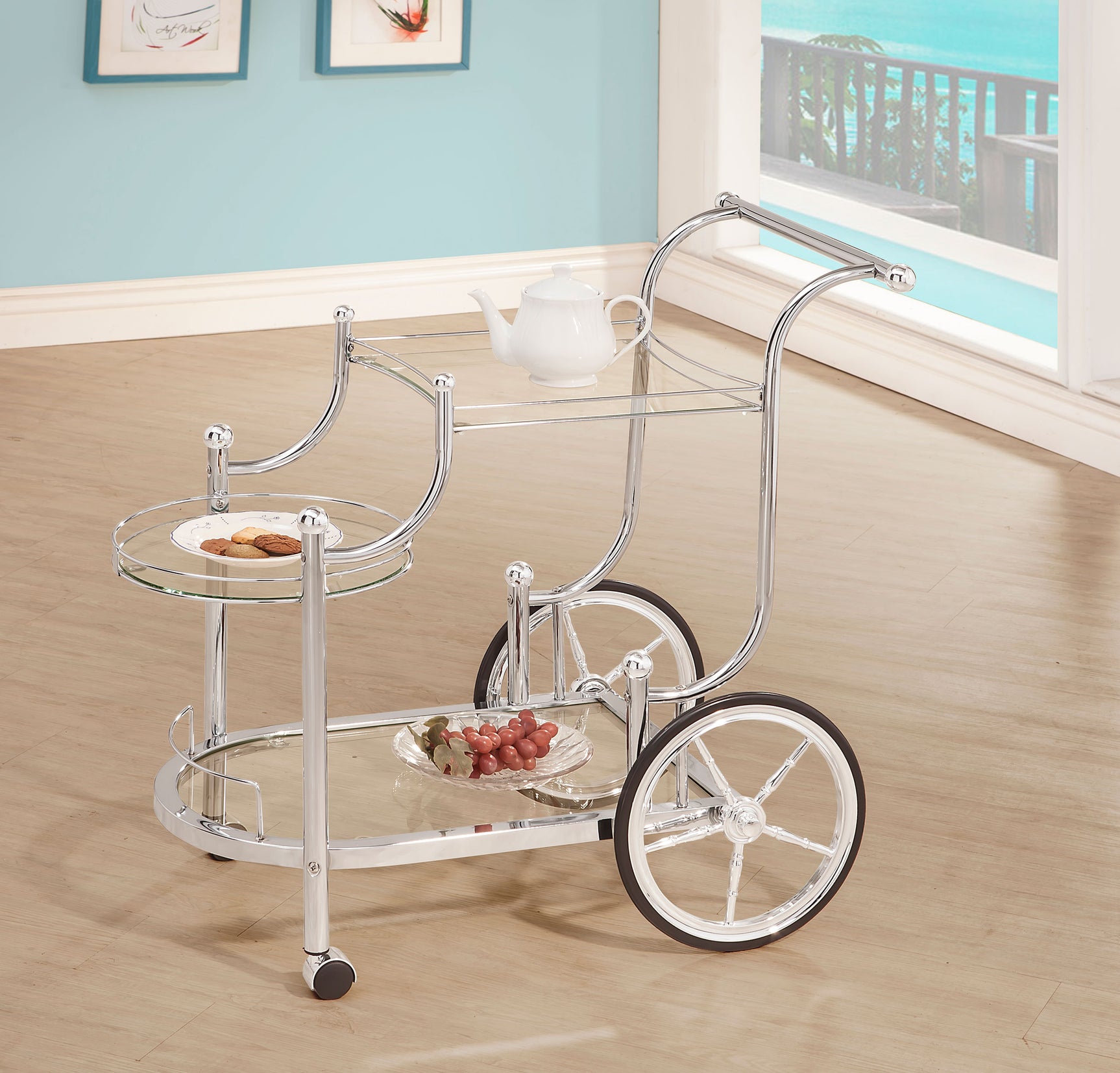 Bar Cart - Sarandon 3-tier Serving Cart Chrome and Clear