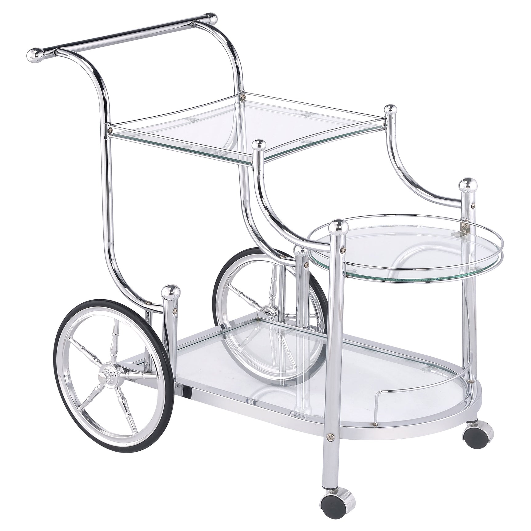 Bar Cart - Sarandon 3-tier Serving Cart Chrome and Clear