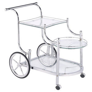 Bar Cart - Sarandon 3-tier Serving Cart Chrome and Clear