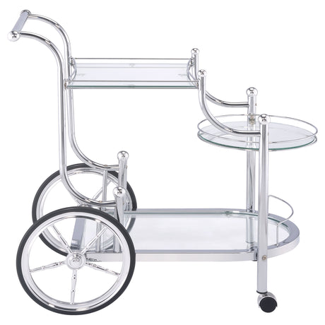 Bar Cart - Sarandon 3-tier Serving Cart Chrome and Clear