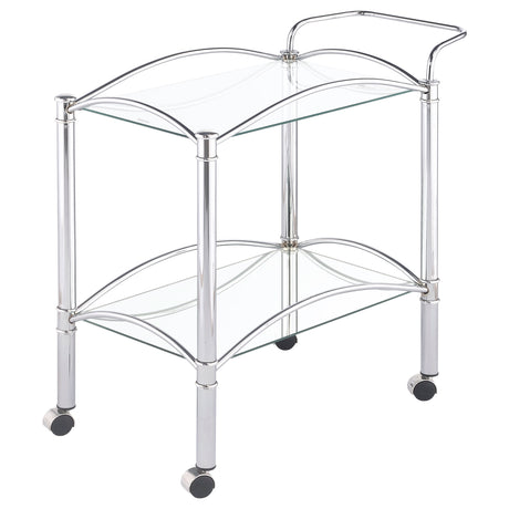 Bar Cart - Shadix 2-tier Serving Cart with Glass Top Chrome and Clear