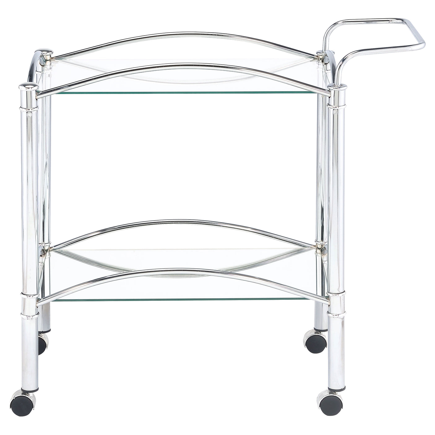 Bar Cart - Shadix 2-tier Serving Cart with Glass Top Chrome and Clear