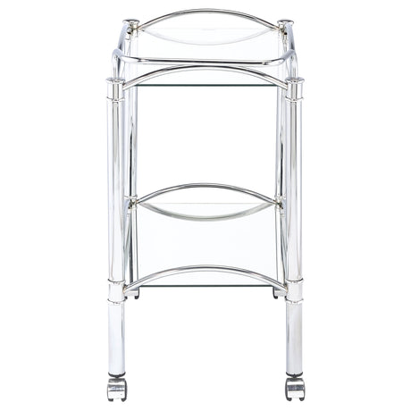 Bar Cart - Shadix 2-tier Serving Cart with Glass Top Chrome and Clear