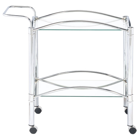 Bar Cart - Shadix 2-tier Serving Cart with Glass Top Chrome and Clear