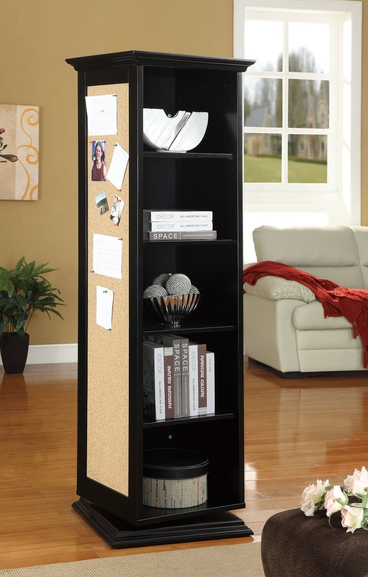 Accent Cabinet - Robinsons Swivel Accent Cabinet with Cork Board Black