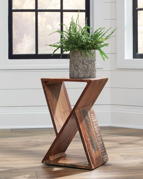 Side Table - Lily Geometric Accent Table Natural