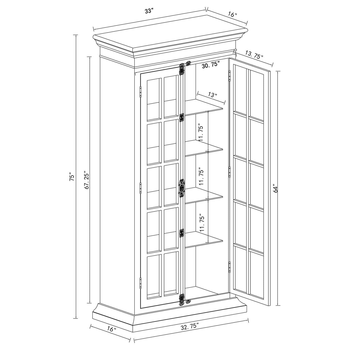 Curio Cabinet - Toni 2-door Tall Cabinet Antique White