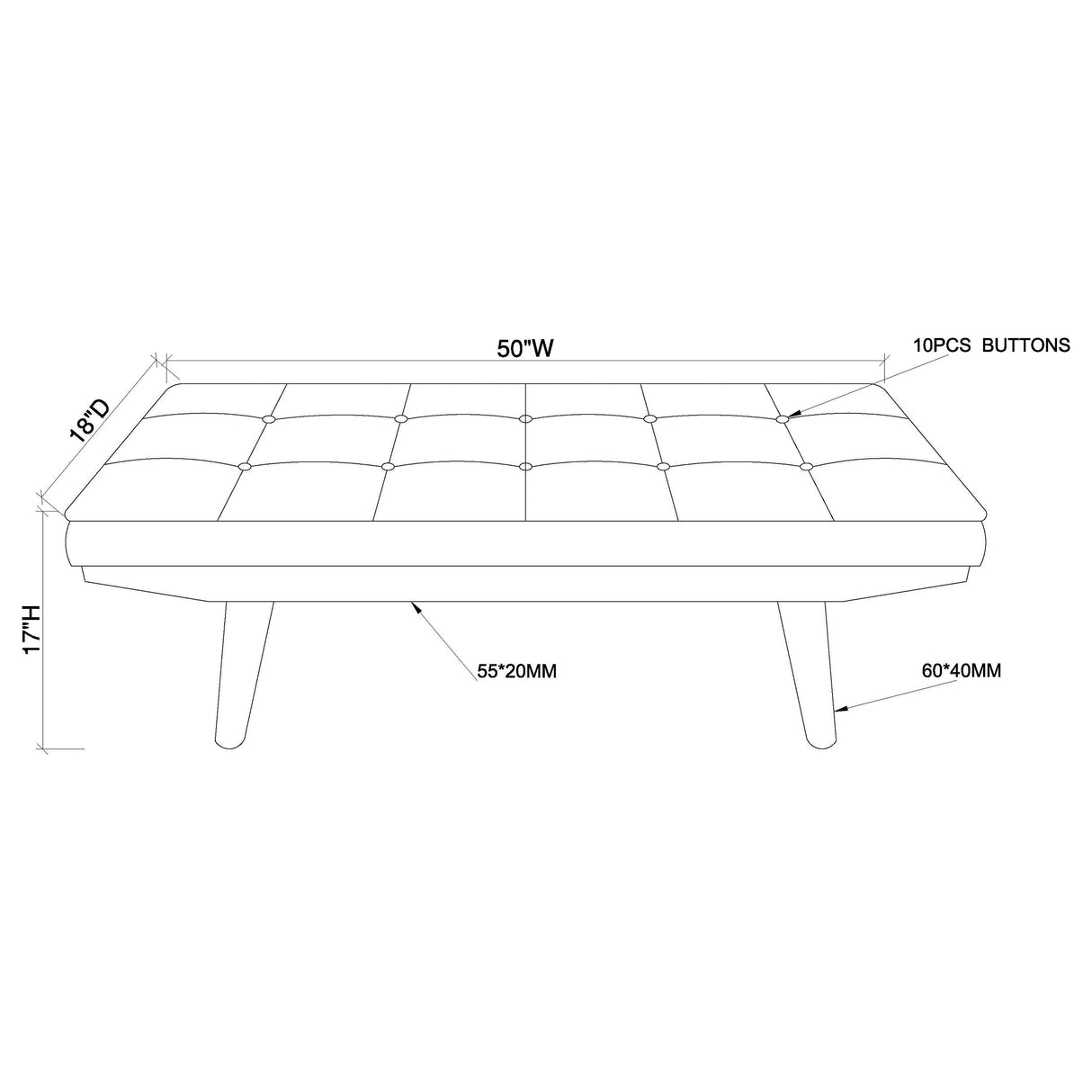 Bench - Wilson Upholstered Tufted Bench Taupe and Natural