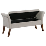 Storage Bench - Farrah Upholstered Rolled Arms Storage Bench Beige and Brown