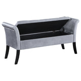 Storage Bench - Farrah Upholstered Rolled Arms Storage Bench Silver and Black