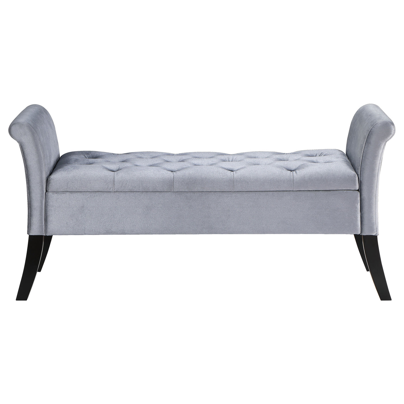 Storage Bench - Farrah Upholstered Rolled Arms Storage Bench Silver and Black