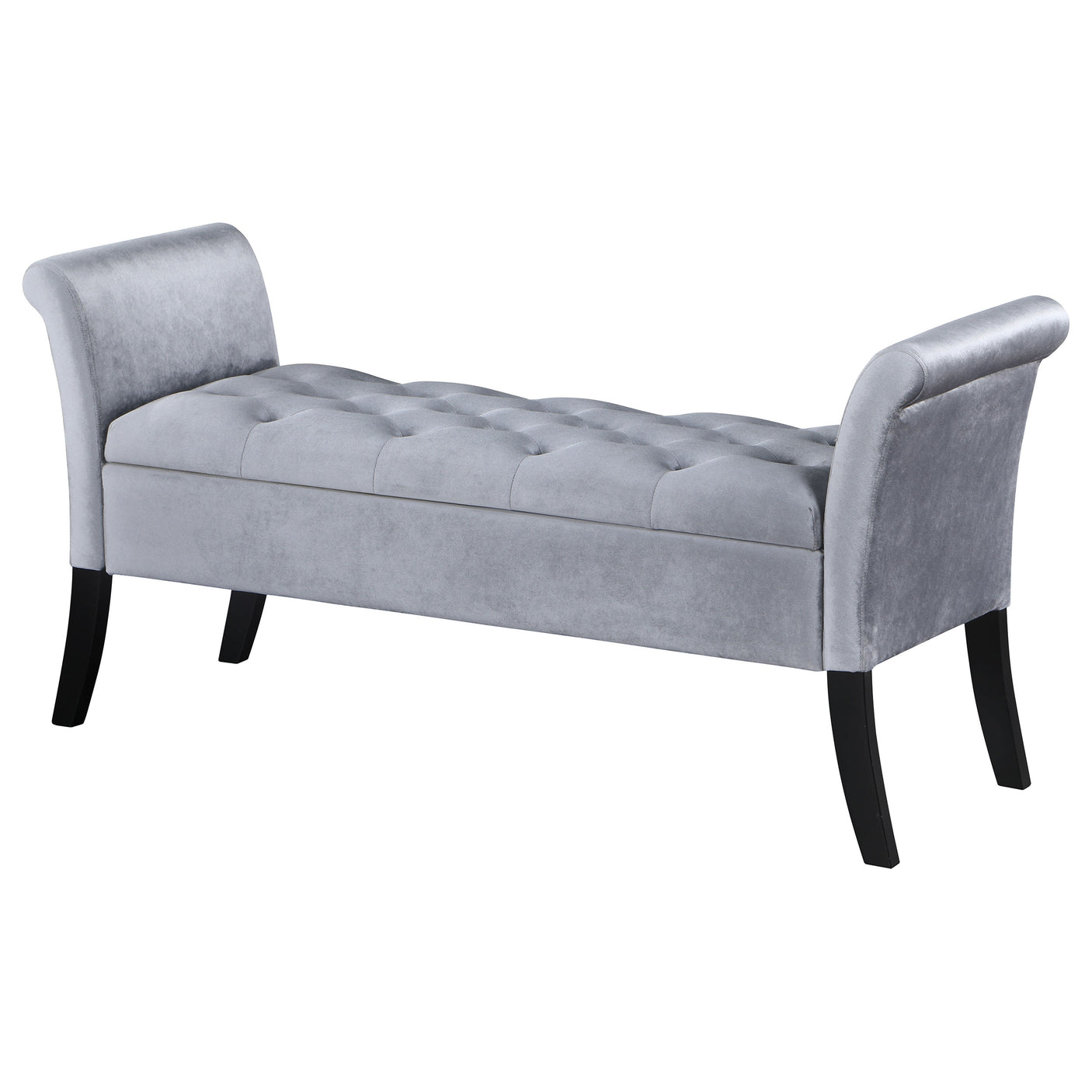 Storage Bench - Farrah Upholstered Rolled Arms Storage Bench Silver and Black