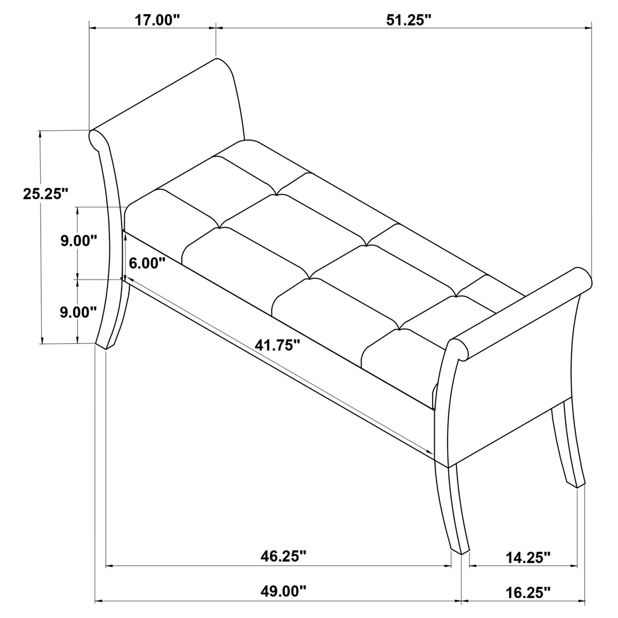 Storage Bench - Farrah Upholstered Rolled Arms Storage Bench Silver and Black