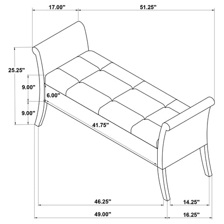 Storage Bench - Farrah Upholstered Rolled Arms Storage Bench Silver and Black