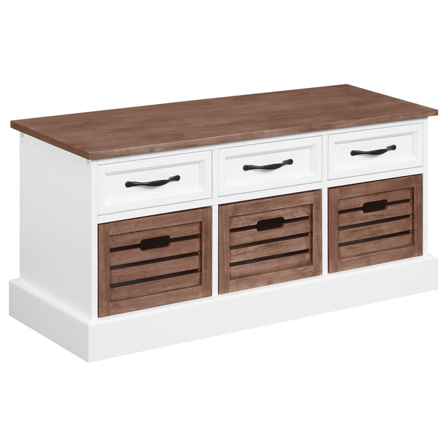 Alma 3 - drawer Storage Bench Weathered Brown and White | Coaster - 911196 - Home Elegance USA - 1