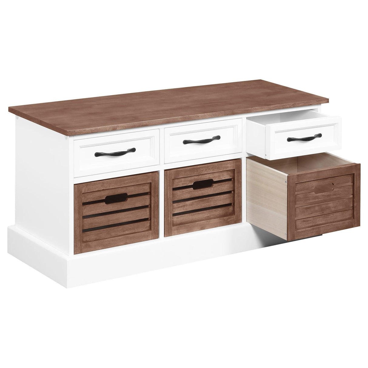 Alma 3 - drawer Storage Bench Weathered Brown and White | Coaster - 911196 - Home Elegance USA - 2