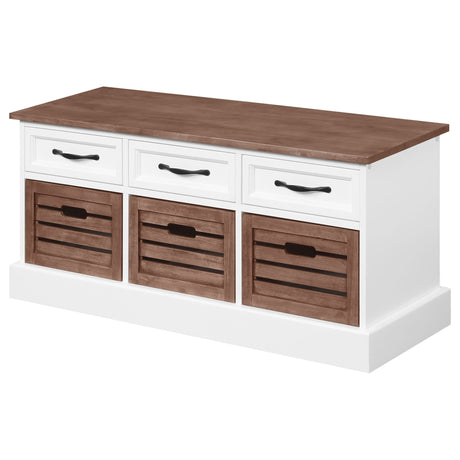 Alma 3 - drawer Storage Bench Weathered Brown and White | Coaster - 911196 - Home Elegance USA - 4