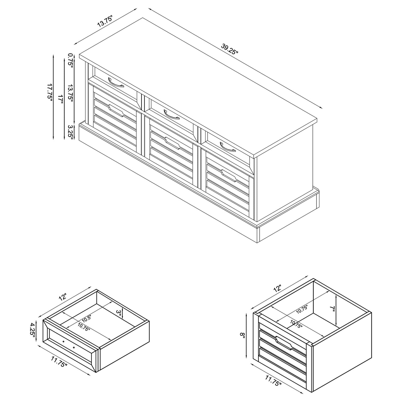 Storage Bench - Alma 3-drawer Storage Bench Weathered Brown and White