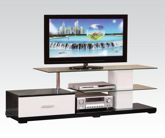 Acme - Ivana Tv Stand 91140 White & Black Finish