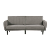 Contemporary Converts to Bed Gray 1pc Futon Sofa Channeled Tufted Back Soft Track Arm Couch W USB