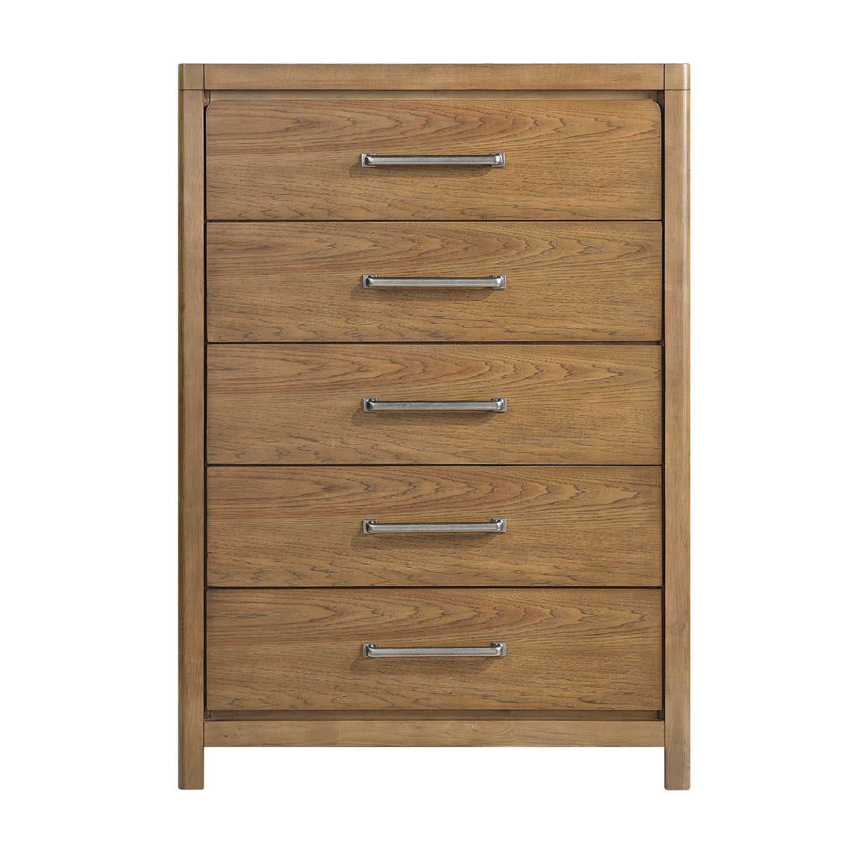 Light Brown Finish 5-Drawer Storage Chest Modern Bedroom Furniture 1pc