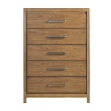Light Brown Finish 5-Drawer Storage Chest Modern Bedroom Furniture 1pc