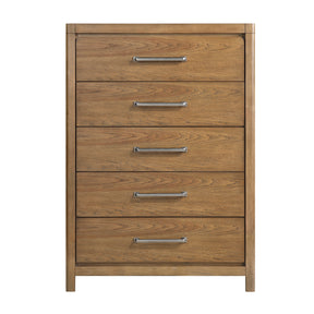 Light Brown Finish 5-Drawer Storage Chest Modern Bedroom Furniture 1pc